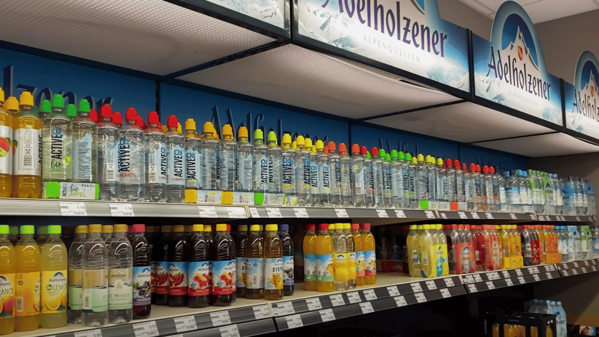 The Most Popular Drinks in Germany - that aren't beer! Here is a drink aisle in our local supermarket
