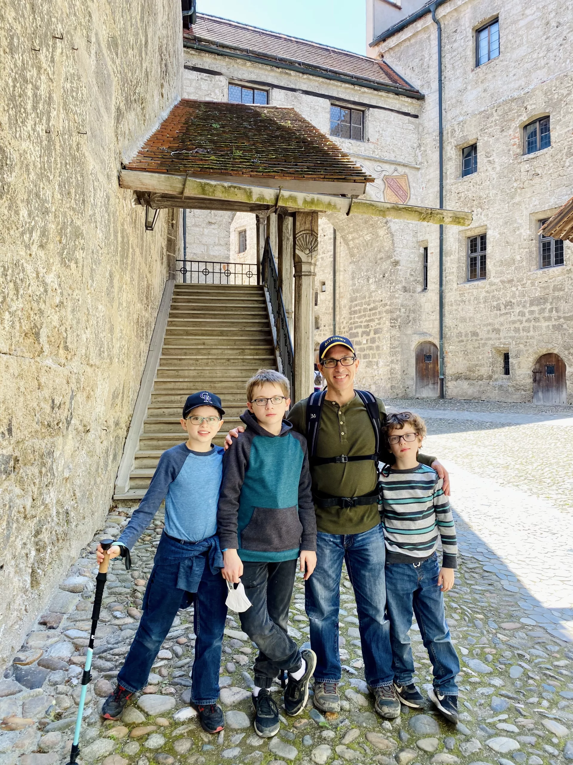 Kevin and the boys at the Burghausen Castle in Burghausen, Germany