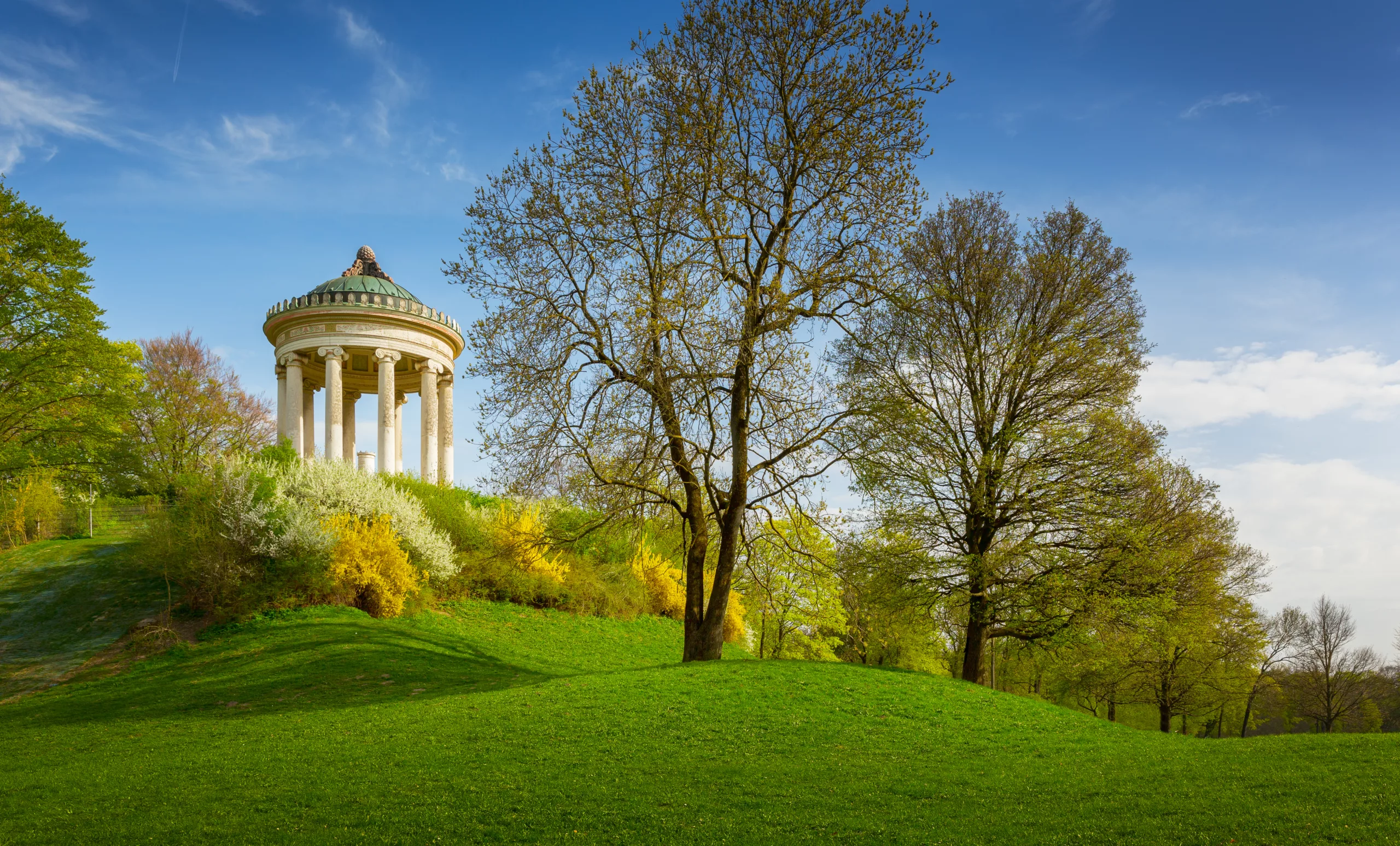 The Monopteros Temple in the English Gardens in Munich, Germany