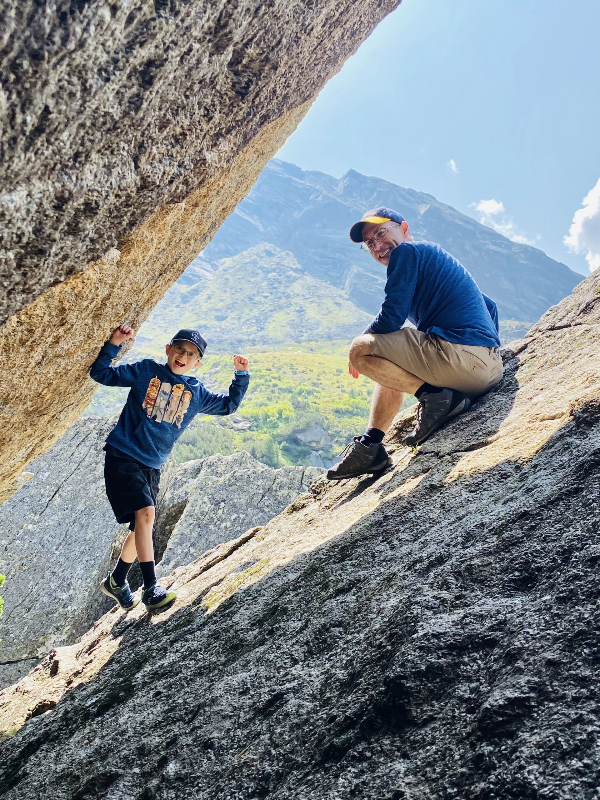 Bouldering at the top of Ballunspitze near our Kinderhotel in Galtür, Austria 