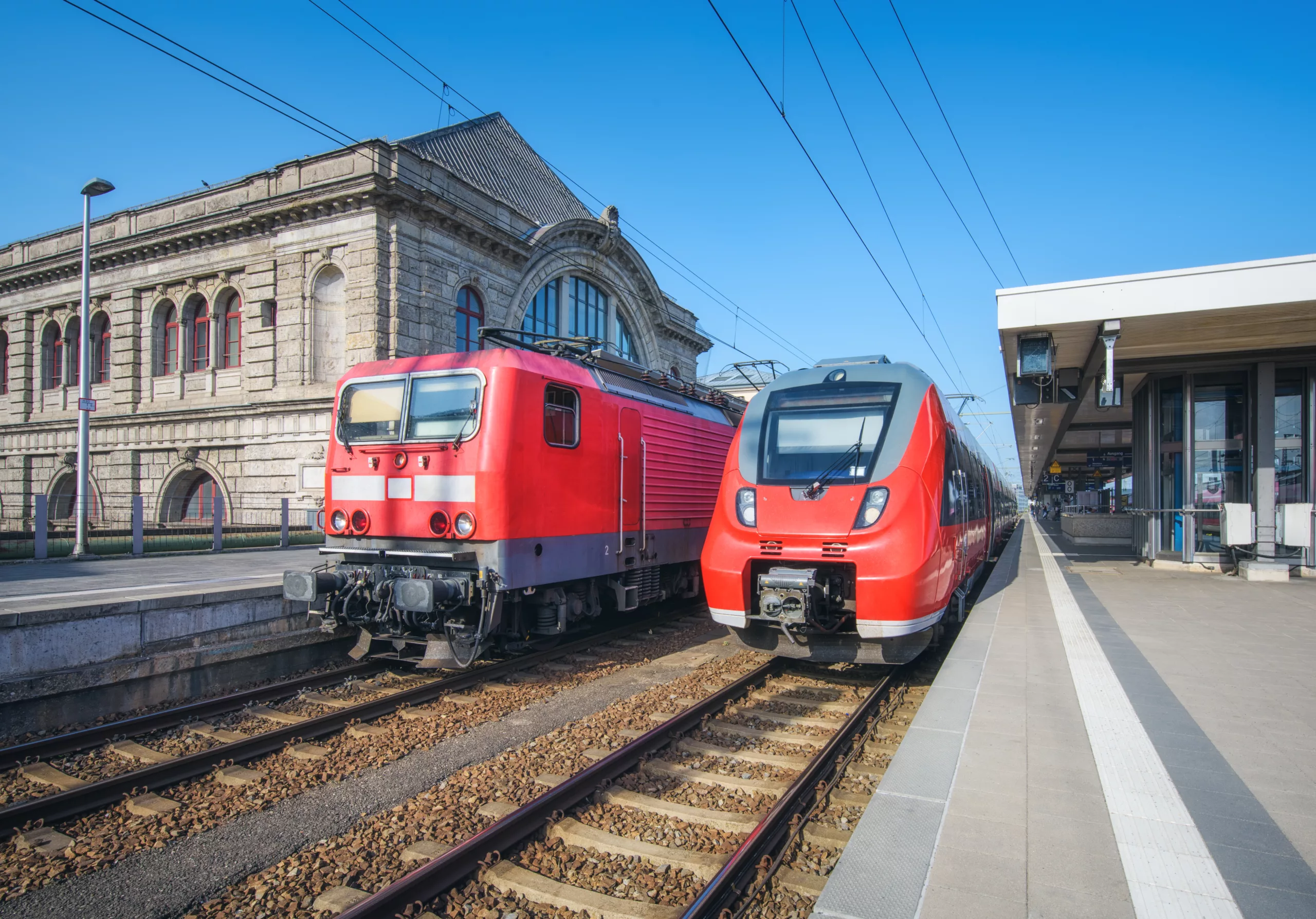 High speed train in a station in Nuremberg, Germany